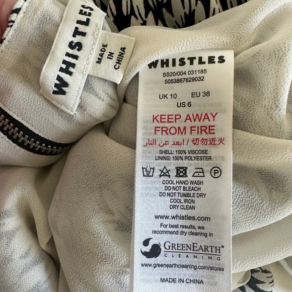 Whistles Black White Petal Print Puff Sleeves Flounce Hem Shift Mini Dress 6 - Picture 9 of 11